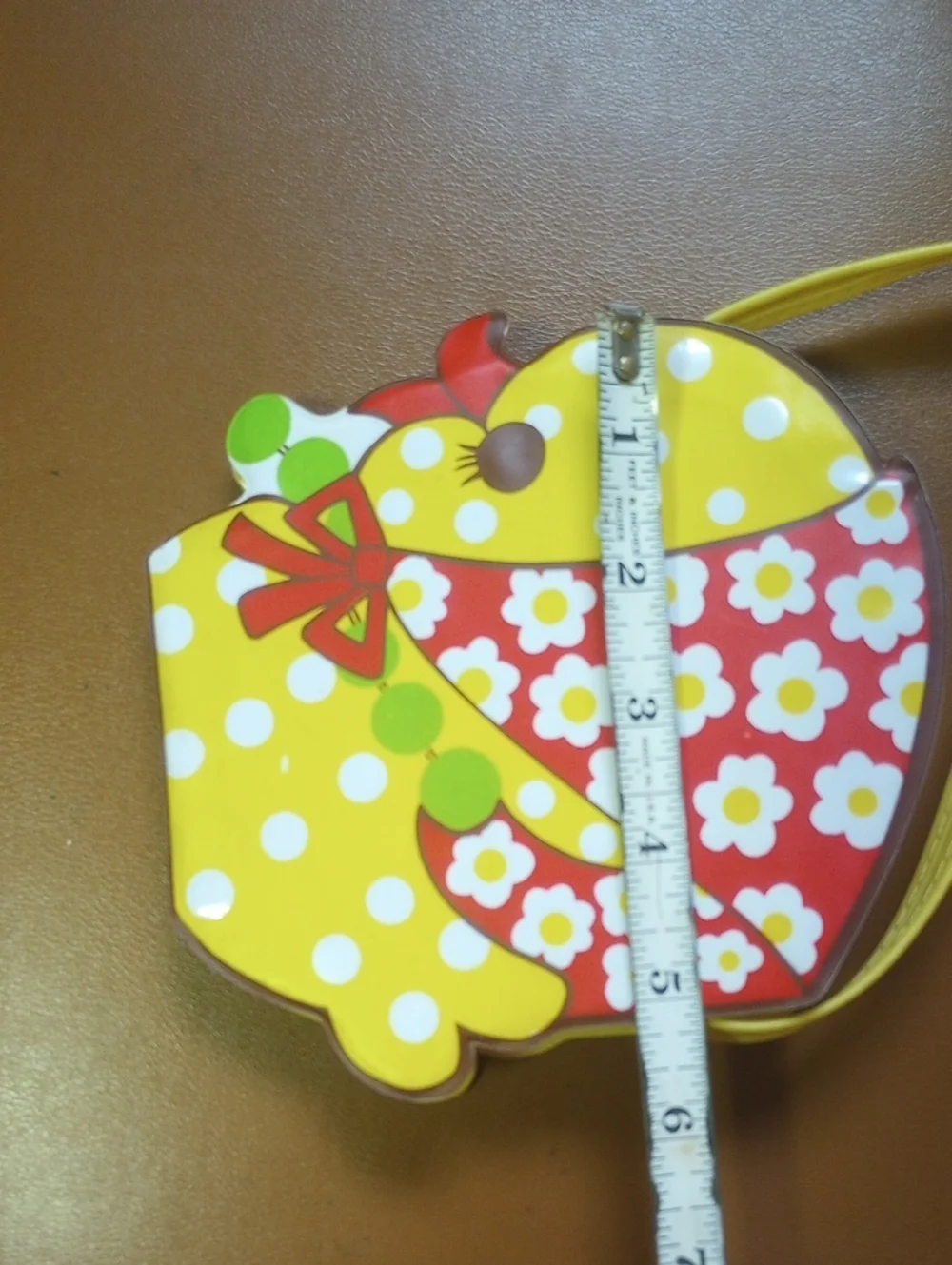 Colorful Vtg Retro Floral & Polka Dot Chick Purse. Yellow Red Green White Brown
